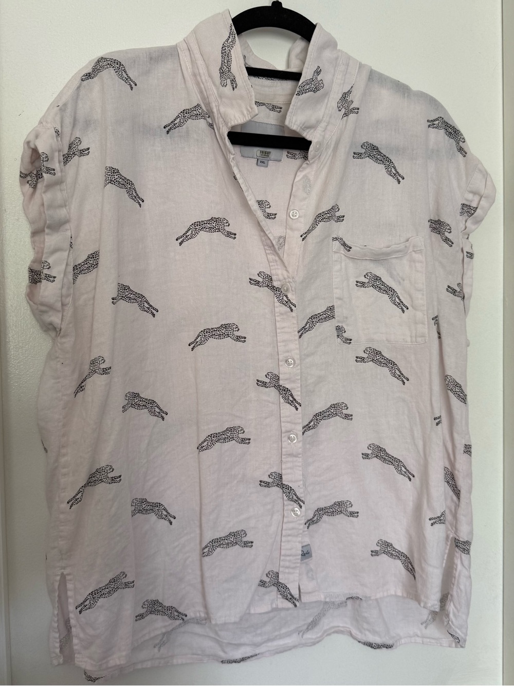 Rails Whitney Cheetah Print Short Sleeve Button-Down Top - Size XL